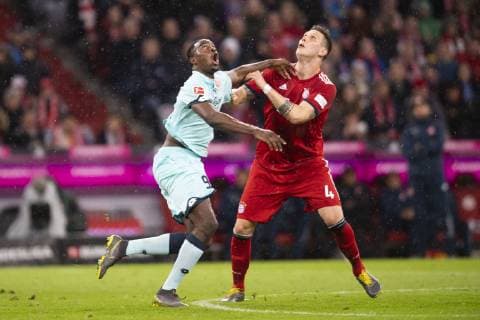 FC Bayern Munich vs. 1 FSV Mainz 05 Allianz Arena Munich 17 03 2019 Im Bild Jean Philippe Mateta Niklas Suele Â