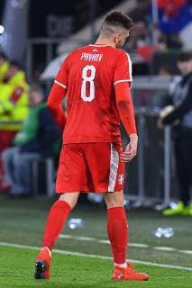 Football international Germany Serbia on 20 03 2019 in the Volkswagen Arena in Wolfsburg Milan Pavkov Serbia leaves the pitch DFB regulations prohibit any use of photographs as image sequences and or quasi video after a red card xRx