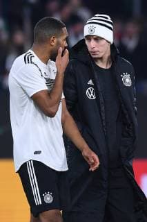 Football international Germany Serbia on 20 03 2019 in the Volkswagen Arena in Wolfsburg Matthias Ginter Germany left Kai Havertz Germany right DFB regulations prohibit any use of photographs as image sequences and or quasi video xRx