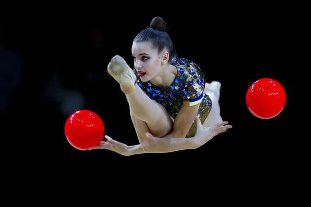 33rd Grand Prix Internationaux de Thiais 31 03 2019 Senior Group Ukraine Anastasiya Voznyak Valeriya Vuzviak Valeriya Khanina Mariia Vysochanska Diana Myzherytska Alina Bykhno at Grand Prix finals 33rd Grand Prix Internationaux de Thiais on 31 03 2019 in the Palais Omnisports in Thiais France xufax
