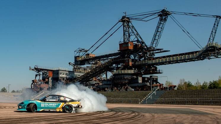 IRON DRIFT KING 2019 in Ferropolis City of iron German Drift Championship 2019 and European Championship of the Drift Masters European Championship Max Heidrich GER Nissan 200sx S13 with Toyota 2JZ engine 3 0 liter straight six cylinder and about 500hp He was the IRON DRIFT KING 2018 Gräfenhainichen Sachsen Anhalt Germany