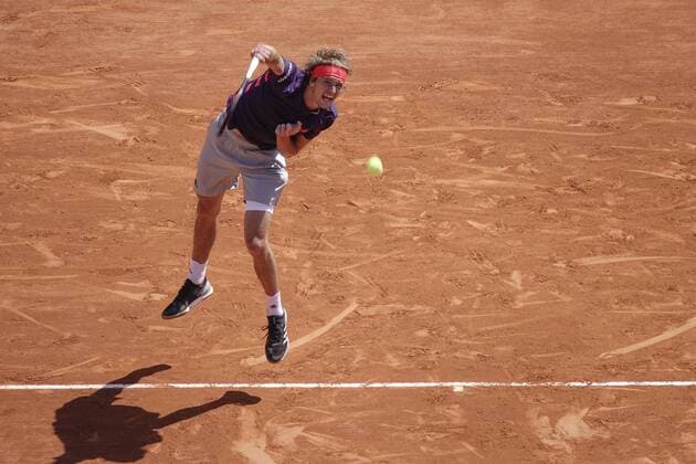 German tennis player and third in the world rankings Alexander Zverev defeats 18-year-old Canadian Felix Auger Aliassime in two sets 6 1 6 4 Rolex Monte Carlo Masters Tennis Tournament of the ATP Masters 1000 Tour Principality of Monaco