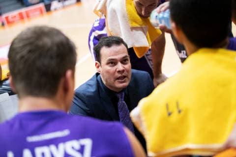 easycredit Basketball Bundesliga 33 4 Matchday on 12 5 2019 between Science City Jena and BG Göttingen Mitte Coach Johan Roijakkers Göttingen at the time-out Sparkassen Arena Jena