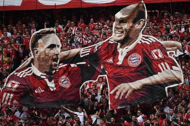 18 05 2019, xjhx, Football 1 Bundesliga, FC Bayern Muenchen Eintracht Frankfurt emspor, v l Ribery Robben Poster DFL DFB REGULATIONS PROHIBIT ANY USE OF PHOTOGRAPHS as IMAGE SEQUENCES and or QUASI VIDEO Muenchen