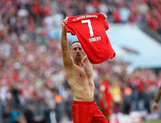 Goal celebration 4 1 Munich, goal scorer Franck Ribery Bayern FC Bayern Muenchen Eintracht Frankfurt Munich, GER, 18 05 2019, 34 Matchday Football Bundesliga 2018 2019