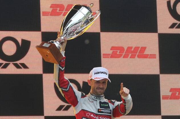 Rene Rast GER Audi Sport Team Rosberg Audi RS5 DTM is happy about the victory at the DTM race at the Circuit Zolder Copyright Thomas Pakusch