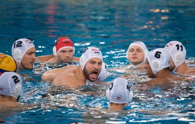 Water Polo Bundesliga Men 26 05 2019 Swimming Pool Berlin Schöneberg DWL Play Off 2018 2019 Final 3 Game Wasserfreunde Spandau against Waspo 98 Hannover 12 8 SPANDAU is German Champion Captain Marko STAMM tunes up his team