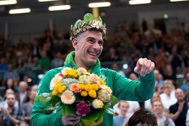 Minden, Germany 29 05 2019 1 Handball Bundesliga 2018 2019 GWD Minden vs. Bergischer HC Farewell Dalibor Doder Minden Minden North Rhine-Westphalia Germany Kampa Halle