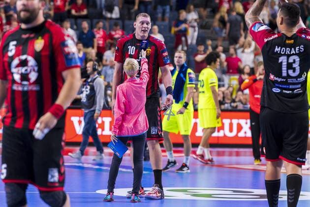 Cologne, Germany 01 June 2019 Handball EHF CL Semifinal FC Barcelona vs. HC Vardar Skobje Dainis Kristopans HC Vardar Interview with Anett Sattler Cologne Lanxess Arena Germany