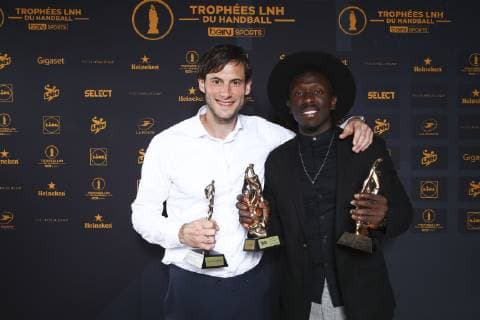 Uwe Gensheimer - PSG et Boiba Sissoko - Creteil MVP Pro Ligue HANDBALL : Ceremonie des trophees des champions LNH 2019 - Paris - 07 06 2019 GwendolineLeGoff Panoramic 