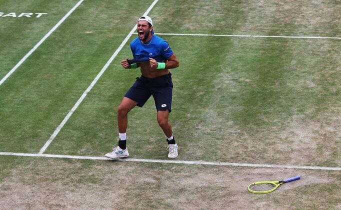16 06 2019 Germany, Stuttgart, Tennis MercedesCup 2019, Final Matteo Berrettini ITA cheers, jubilation, joy, is pleased