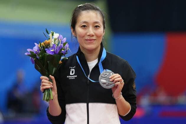 Han Ying, GER, during victory ceremony at 2nd European Games in Minsk 26 06 2019