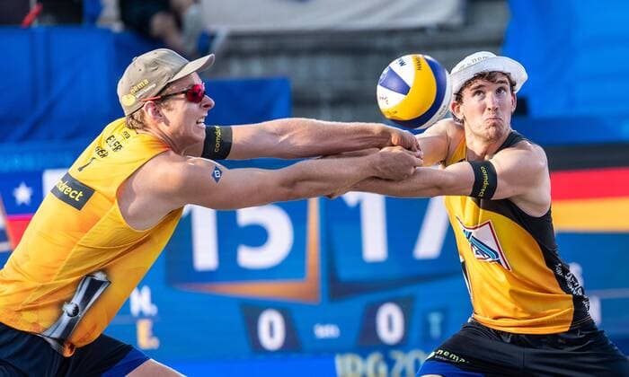 FIVB Beach Volleyball World Championships Hamburg 2019 29 06 2019 Nils Ehlers GER , Lars Flueggen GER FIVB Beach Volleyball World Championships Hamburg 2019 29 06 2019, Hamburg xPWx