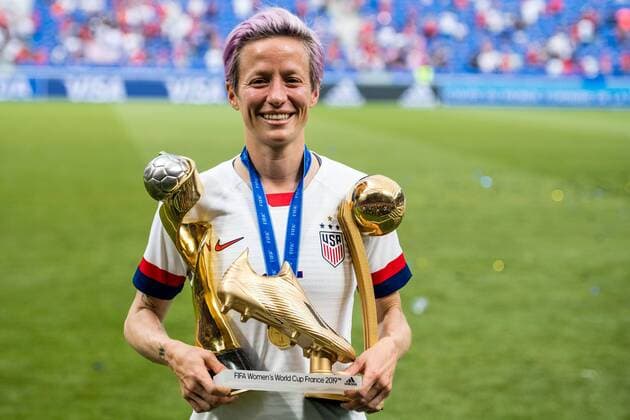 190707 Megan Rapinoe of USA celebrates winning the FIFA Womens World Cup final between USA and Netherlands on July 7, 2019 in Lyon Photo Petter Arvidson Picture Agency Code PA 92316 bbeng soccer football soccer womens women women france france world cup world championships 2019 world championship fifa womens world championships world cup 2019 world cup usa netherlands netherlands final vm final celebration cheers,  Copyright: PETTERxARVIDSON BB190707PA144