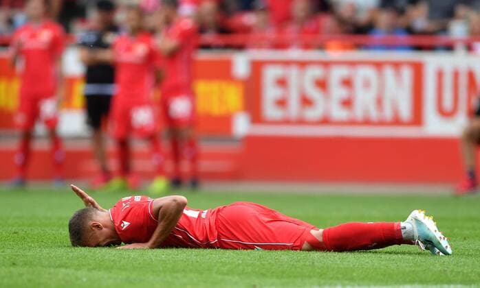 Grischa Prömel Union , disappointed on the ground 1 FC Union Berlin Real Club Celta de Vigo preparation match, friendly match test match, season 2019 20120 football, football, soccer, men, men, Germany, Germany, Berlin, 3 8 2019, stadium Alte Foersterei