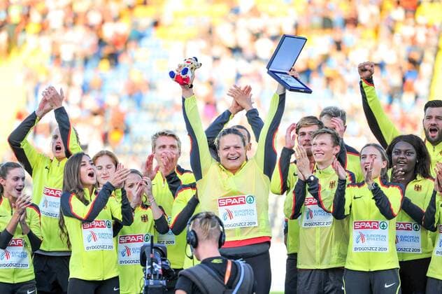 European Team Championships in Bydgoszcz on August 11, 2019 Silver medal for the German Team with Christina Schwanitz GER, Shot Put in the middle European Team Championships on 11 08 2019 in Bydgoszcz Poland Photo Kai Peters Copyright: xBEAUTIFULxSPORTS KaixPetersx