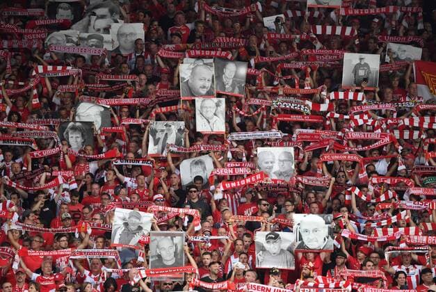 Soccer, Men, Season 2019 2020, 1 Bundesliga, 1 FC Union Berlin RB Leipzig, Action Finally here for deceased Unioners who cant witness Unions historically first Bundesliga match, 18 08 2019, Copyright: xMatthiasxKochx