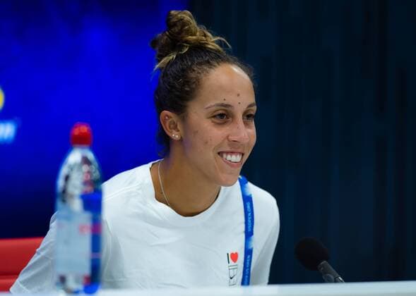 September 1, 2019, New York, NEW YORK, United States: Madison Keys of the United States talks to the media after winning her fourth-round match at the 2019 US Open Grand Slam tennis tournament Elina Svitolina of the Ukraine US Open 2019, Tennis, New York City, United States, Sep 1 - ZUMAa181 20190901_zaa_a181_275 Copyright: xAFP7x