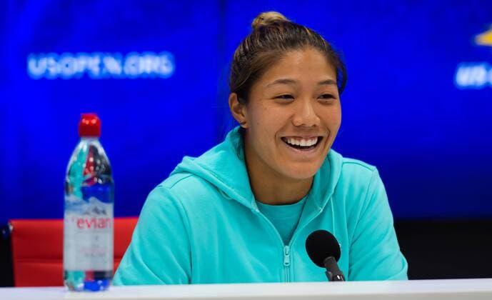 September 2, 2019, New York, NEW YORK, UNITED STATES: Kristie Ahn of the United States talks to the media at the 2019 US Open Grand Slam tennis tournament against Elise Mertens of Belgium US Open 2019, Tennis, New York City, United States, Sep 2 - ZUMAa181 20190902_zaa_a181_135 Copyright: xAFP7x