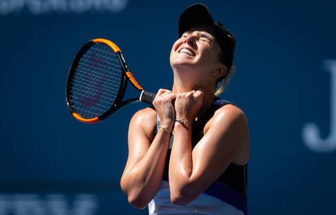 September 3, 2019, New York, NEW YORK, United States: Elina Svitolina of the Ukraine celebrates winning her quarter-final match at the 2019 US Open Grand Slam tennis tournament against Johanna Konta of Great Britain US Open 2019, Tennis, New York City, United States, Sep 3 - ZUMAa181 20190903_zaa_a181_082 Copyright: xAFP7x