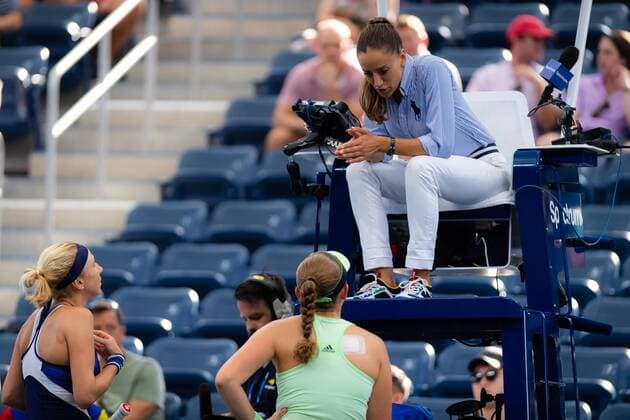 September 4, 2019, New York, NEW YORK, UNITED STATES: Marijana Veljovic during a doubles match at the 2019 US Open Grand Slam tennis tournament US Open 2019, Tennis, New York City, United States, Sep 4 - ZUMAa181 20190904_zaa_a181_144 Copyright: xAFP7x