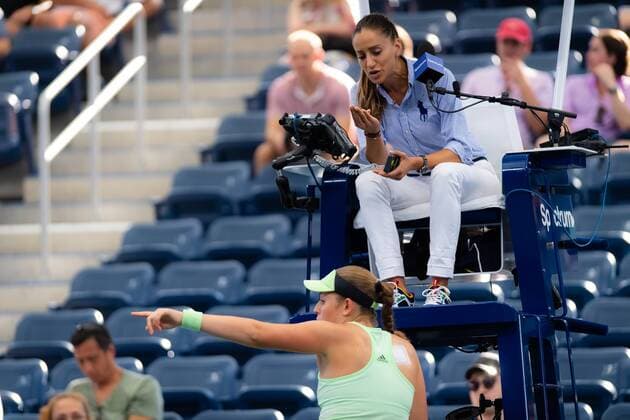 September 4, 2019, New York, NEW YORK, UNITED STATES: Marijana Veljovic during a doubles match at the 2019 US Open Grand Slam tennis tournament US Open 2019, Tennis, New York City, United States, Sep 4 - ZUMAa181 20190904_zaa_a181_142 Copyright: xAFP7x