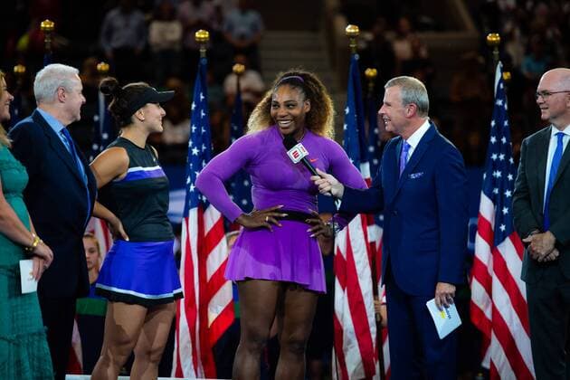 September 7, 2019, New York, NEW YORK, UNITED STATES: Serena Williams of the United States and Bianca Andreescu of Canada during the trophy ceremony after the final of the 2019 US Open Grand Slam tennis tournament US Open 2019, Tennis, New York City, United States, Sep 7 - ZUMAa181 20190907_zaa_a181_020 Copyright: xAFP7x