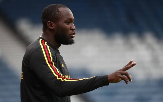 Belgium s Romelu Lukaku gestures during a training session of Belgian national team, Nationalteam the Red Devils at the Hampden Park stadium in Glasgow, Scotland, Sunday 08 September 2019. The team is preparing for Euro 2020 qualifier, against Scotland next Monday. VIRGINIExLEFOUR  x05657905x