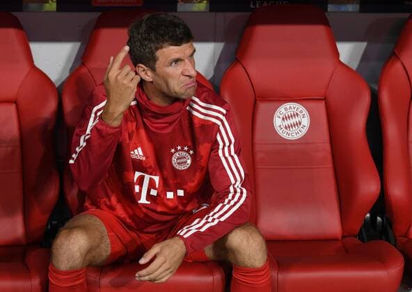 18 09 2019, xkvx, Soccer UEFA Champions League, FC Bayern Munich Red Star Belgrade emspor, v l Thomas Mueller FC Bayern Munich DFL DFB REGULATIONS PROHIBIT ANY USE OF PHOTOGRAPHS as IMAGE SEQUENCES and or QUASI VIDEO Munich