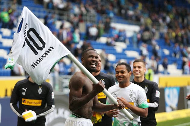 28 09 2019, xtvx, Football 1 Bundesliga, TSG 1899 Hoffenheim Borussia Moenchengladbach emspor, v l Marcus Thuram Borussia Moenchengladbach after the match DFL REGULATIONS PROHIBIT ANY USE OF PHOTOGRAPHS as IMAGE SEQUENCES and or QUASI VIDEO Sinsheim