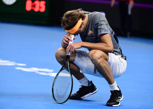 (191004) -- BEIJING, Oct. 4, 2019 -- Alexander Zverev of Germany reacts during the men s singles quarter final match against Sam Querrey of the United States at the 2019 China Open tennis tournament in Beijing, capital of China, Oct. 4, 2019. ) (SP)CHINA-BEIJING-TENNIS-CHINA OPEN-MEN S SINGELS (CN) ZhangxChenlin