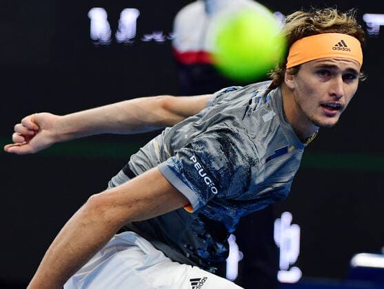 (191004) -- BEIJING, Oct. 4, 2019 -- Alexander Zverev of Germany returns the ball to Sam Querrey of the United States during the men s singles quarter final match at the 2019 China Open tennis tournament in Beijing, capital of China, Oct. 4, 2019. ) (SP)CHINA-BEIJING-TENNIS-CHINA OPEN-MEN S SINGELS (CN) ZhangxChenlin