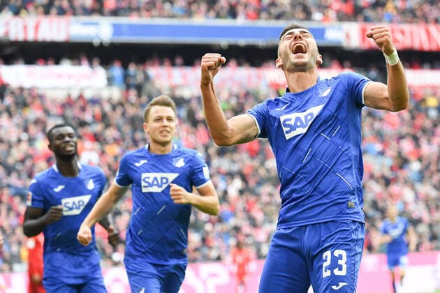 05 10 2019, xmeix, 1 Football Bundesliga, FC Bayern Muenchen TSG 1899 Hoffenheim, emspor, v l Jubel zum 0 1 für Hoffenheim by Sargis Adamyan TSG 1899 Hoffenheim DFL DFB REGULATIONS PROHIBIT ANY USE OF PHOTOGRAPHS as IMAGE SEQUENCES and or QUASI VIDEO Muenchen prio:1
