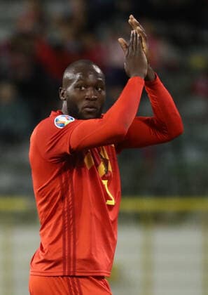 Belgium s Romelu Lukaku gestures during a soccer game between Belgian national team, Nationalteam the Red Devils and San Marino, Thursday 10 October 2019 in Brussels, match 7 10 in the qualifications for the UEFA EURO, EM, Europameisterschaft,Fussball 2020 tournament. VIRGINIExLEFOUR  x05684364x