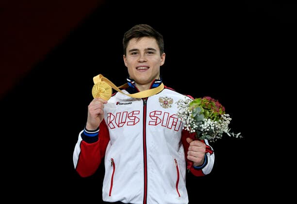 award ceremony honor jump men gold medal for Nikita Nagornyy Nagorni RUS final apparatus finals individual Hanns Martin Schleyer hall 13 10 2019 gymnastics world championship Stuttgart 2019 gymnastics world championship Stuttgart 2019 Stuttgart 2019 Stuttgart Copyright: xEIBNER MichaelxWeberx EP_MWI