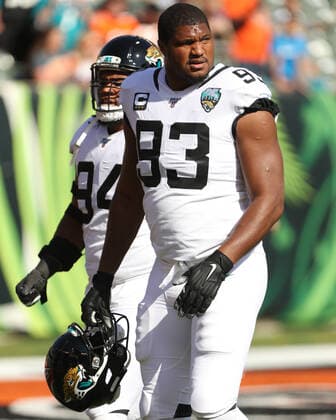 CINCINNATI, OH - OCTOBER 20: Jacksonville Jaguars tight end Ben Koyack (83) warms up before the game against the Jacksonville Jaguars and the Cincinnati Bengals on October 20th 2019, at Paul Brown Stadium in Cincinnati, OH. (Photo by Ian Johnson Icon Sportswire) NFL, American Football Herren, USA OCT 20 Jaguars at Bengals Icon191020039