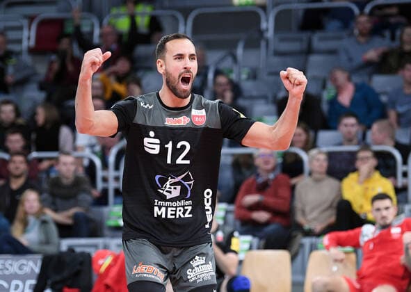 Volleyball 1 Bundesliga Season 2019 2020 13 11 2019 HEITEC Volleys Eltmann TV Rottenburg JUBEL Ramon Renaldo Martinez Gion TV Rottenburg