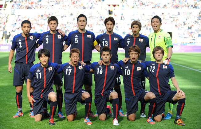Japan team group, Mannschaftsbild, Totale Japan V Morocco London 2012 Olympic Games, Olympische Spiele, Olympia, OS Football, Japan V Morocco St James Park, Newcastle, England 29 July 2012  Copyright: MaryxEvansxAllstarxMichalxMayhew 12538304 editorial use only