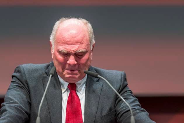 GER, 1 FBL, FC Bayern Muenchen Annual General Meeting 2019 15 11 2019, Olympiahalle München , Muenchen, GER, 1 FBL, FC Bayern Muenchen Annual General Meeting 2019, DFL regulations prohibit any use of photographs as image sequences and or quasi video, in picture Uli Hoeness President FCB struggles with the tears nordphotox xStraubmeier nph00004