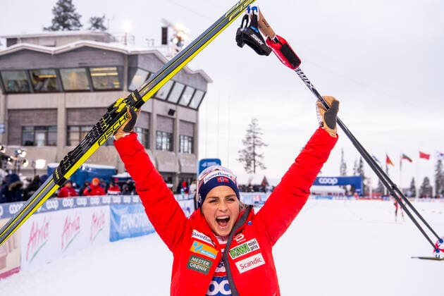191201 Therese Johaug of Norway celebrates after the women?s 10 km pursuit during the FIS Cross Country World Cup premiere on December 1, 2019 in Ruka Photo Carl Sandin BILDBYRAN kod CS 57999 477 bbeng Cross Country Skiing skidor langrenn world cup 2019 2020 world cup dam jaktstart,  Copyright: CARLxSANDIN BB191201CS050
