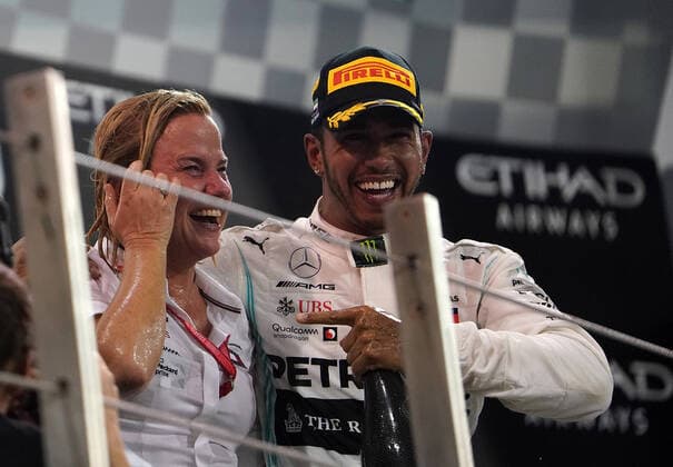 FORMULA 1 ETIHAD AIRWAYS ABU DHABI GRAND PRIX 2019 01 12 2019, Yas Marina Circuit, Abu Dhabi, FORMULA 1 ETIHAD AIRWAYS ABU DHABI GRAND PRIX 2019 , in picture podium winner Lewis Hamilton GB 44 , Mercedes AMG Petronas Motorsport, Britta Seeger Mercedes nordphotoxBratic nph00250