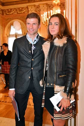 Thomas MUELLER MÜLLER,Bayern Muenchen with wife Lisa Award of the Bavarian Order of Merit in the Prince Carl Palais in Munich on 03 12 2019,