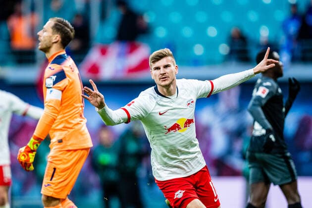 Jubel Timo Werner 1 RB Leipzig to 1 0 goal during the season 2019 2020 in the 1 Soccer Bundesliga Men between RB Leipzig and TSG 1899 Hoffenheim in the Red Bull Arena on 7 December 2019 in Leipzig, Saxony Saxony , Germany Germany DFL REGULATIONS PROHIBIT ANY USE OF PHOTOGRAPHS AS IMAGE SEQUENCES AND OR QUASI VIDEO