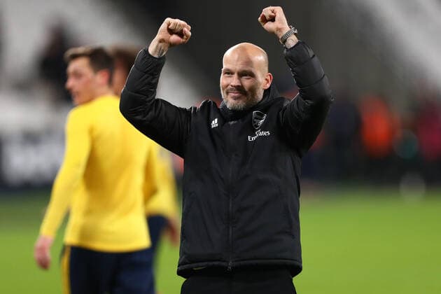 December 9, 2019, London, United Kingdom: Interim head coach of Arsenal, Freddie Ljungberg celebrates after the Premier League match between West Ham United and Arsenal FC at London Stadium. West Ham United vs Arsenal FC in London, UK - 09 Dec 2019 - ZUMAs197 20191209_zab_s197_017 Copyright: xRichardxCalverx