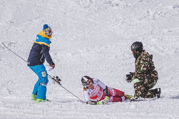 14 12 2019, St Moritz, SUI, FIS World Cup Alpine Skiing, SuperG, Ladies, pictured Michaela Heider AUT Michaela Heider of Austria crashes in the ladie s Super G of FIS alpine ski world cup St Moritz, Switzerland on 2019 12 14 St Moritz  EP_gro