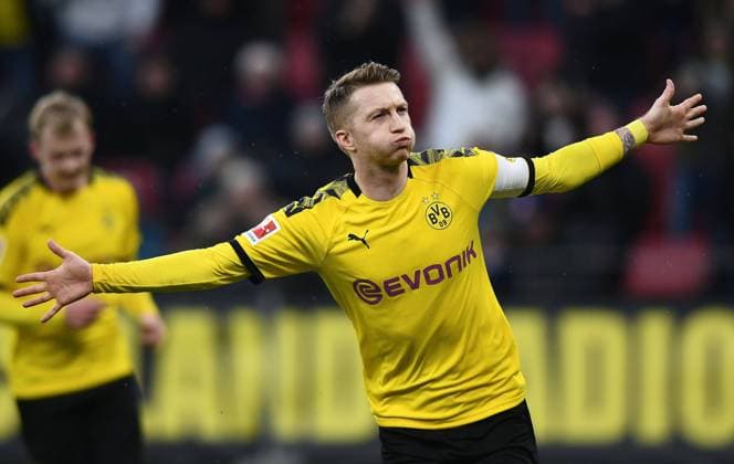 14 12 2019, xfux, Football 1 Bundesliga, FSV Mainz 05 Borussia Dortmund, azspor, emspor, v l Marco Reus Borussia Dortmund Goal celebration, celebrate the goal to 0 1 DFL DFL REGULATIONS PROHIBIT ANY USE OF PHOTOGRAPHS as IMAGE SEQUENCES and or QUASI VIDEO Mainz