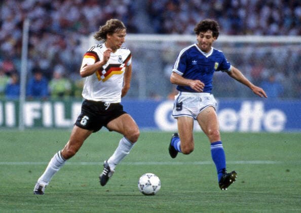 Germany Argentina Italy, Rome, 08 07 1990, Football, FIFA World Cup 1990 in Italy, Final, DFB Germany Argentina 1 0 v l Guido Buchwald Germany , Gustavo Dezotti Argentina
