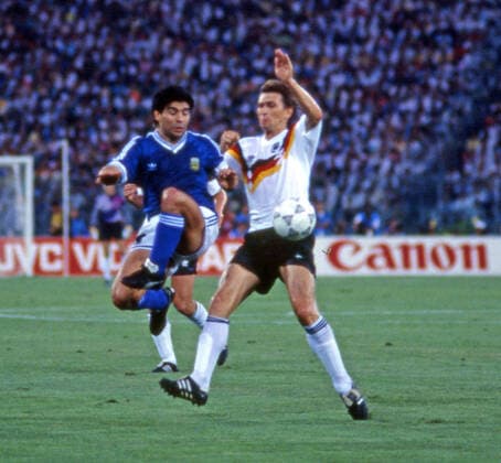 Germany Argentina Italy, Rome, 08 07 1990, Football, FIFA World Cup 1990 in Italy, Final, DFB Germany Argentina 1 0 v l Diego Maradona Germany , Klaus Augenthaler Argentina