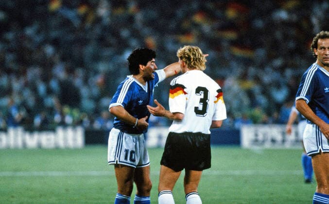 Germany Argentina Italy, Rome, 08 07 1990, Football, FIFA World Cup 1990 in Italy, Final, DFB Germany Argentina 1 0 v l Diego Maradona Argentina , Andreas Brehme Germany