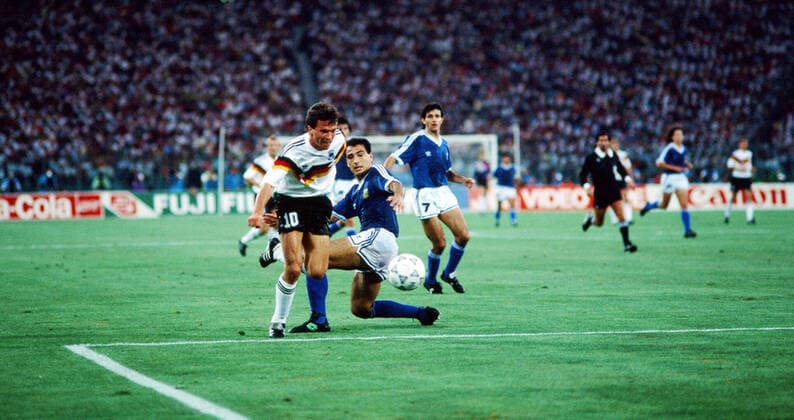 Germany Argentina Italy, Rome, 08 07 1990, Football, FIFA World Cup 1990 in Italy, Final, DFB Germany Argentina 1 0 v l Lothar Matthäus Germany , Jose Serrizuela Argentina